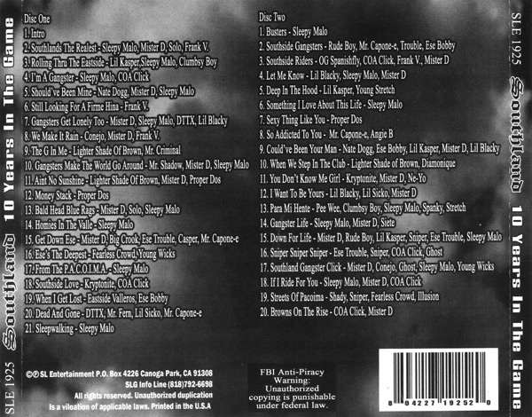 Southland... 10 Years In The Game Chicano Rap Southland... 10 Years In The Game Chicano Rap